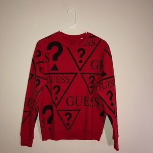SOLD. red guess monogram crew neck